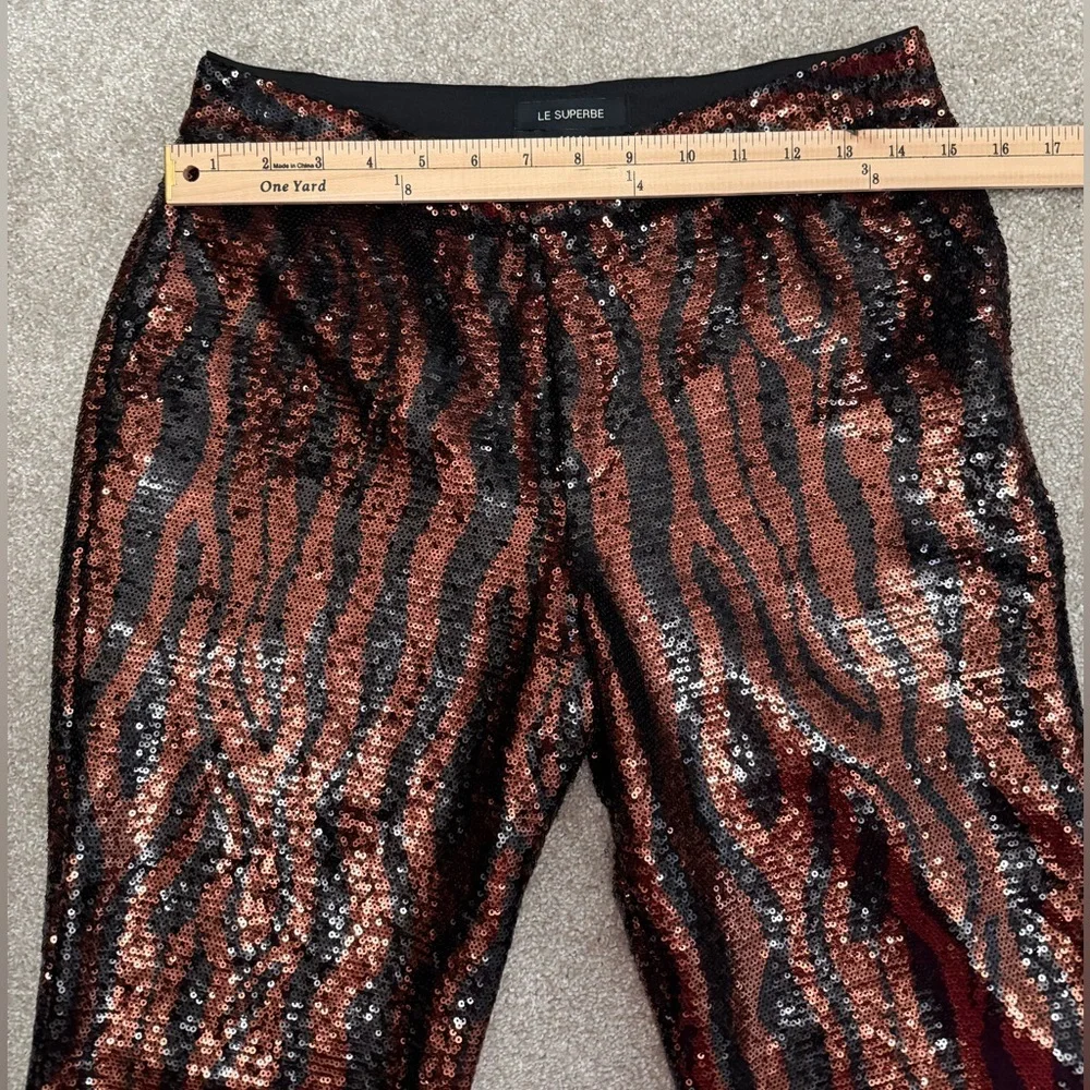 Le Superbe Sequin Bengal Tiger/Animal Print Chino Pants - EUC - size 4 - Picture 11 of 15